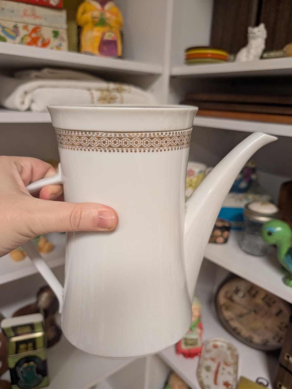 Vintage Mikasa Porcelain Coffee Pot with Gold Trim